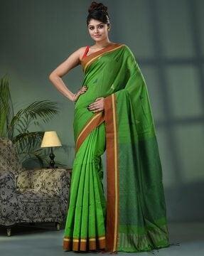 women handloom cotton saree with tassels