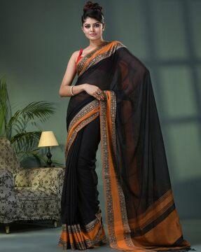 women handloom cotton saree with tassles