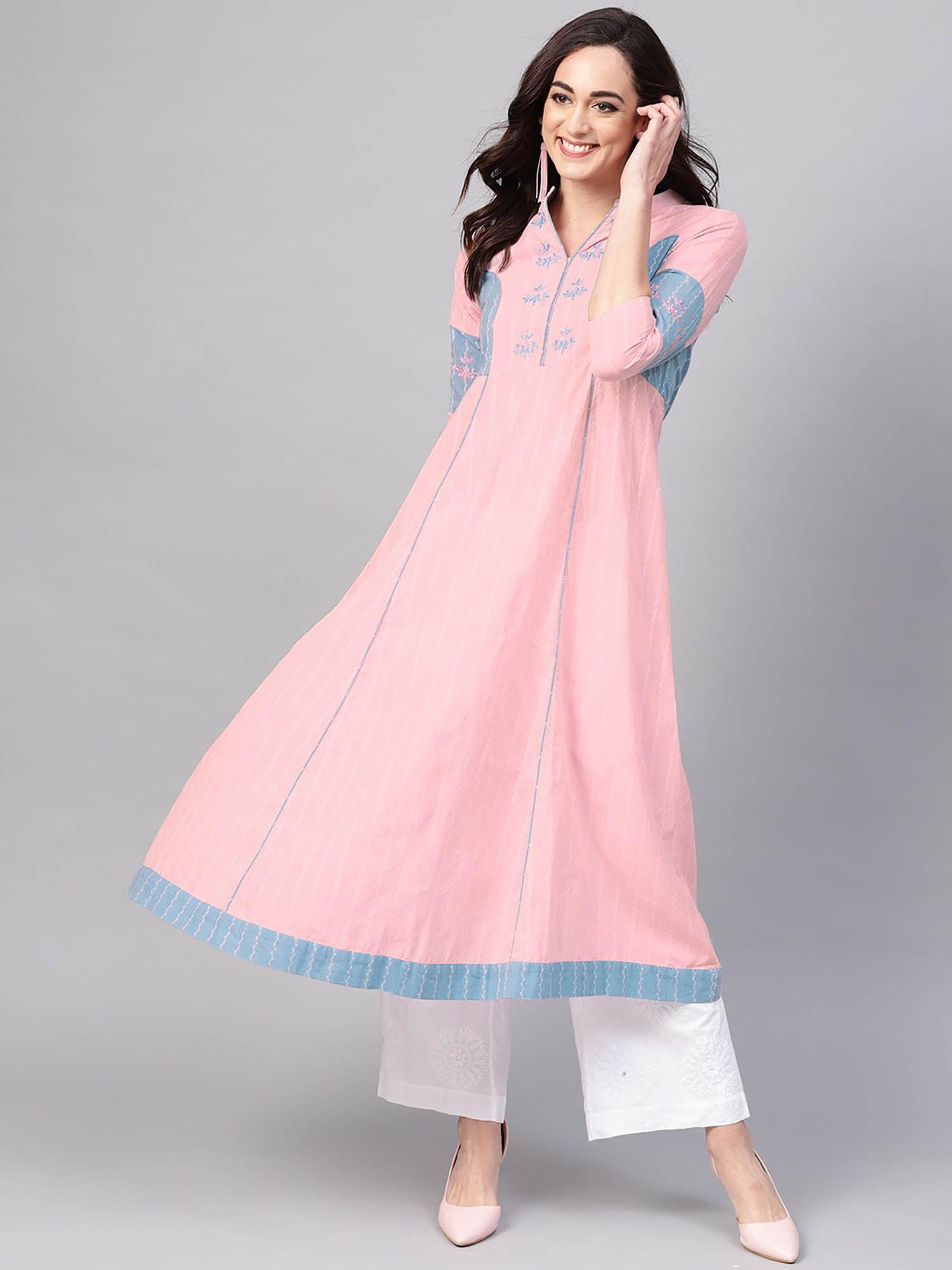 women handloom light embroidered kurta