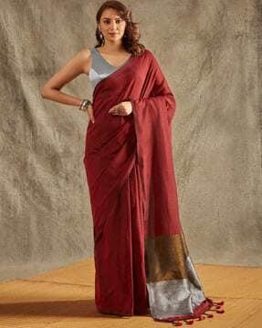 women handloom saree with tassels