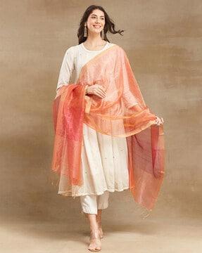 women handwoven dupatta with tassels