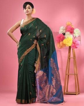 women handwoven saree with contrast border