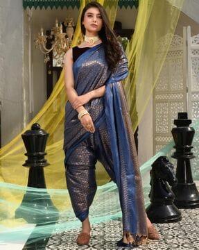 women handwoven saree with tassels