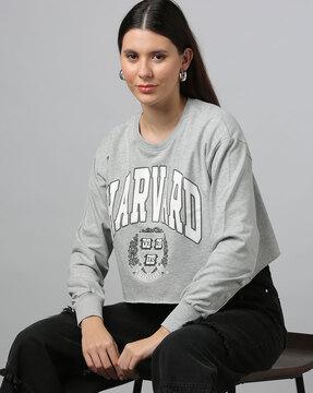 women harvard sweatshirt with raw hem