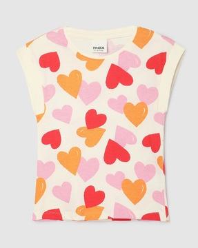 women heart print regular fit t-shirt