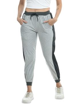 women heathered joggers with contrast panels