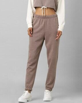 women heathered joggers with elasticated waist