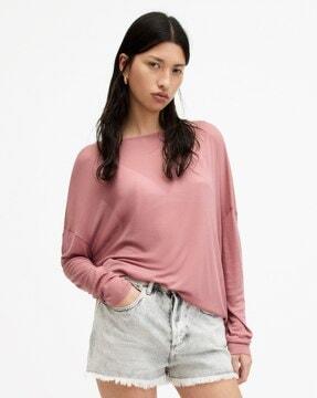 women heathered oversized crew-neck t-shirt