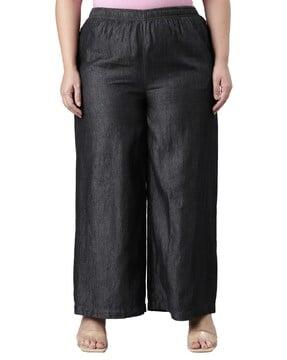 women heathered palazzos with elasticated waist