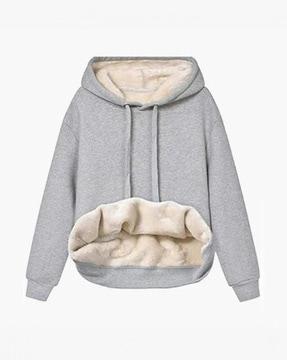 women heathered regular fit hooded sweatshirt