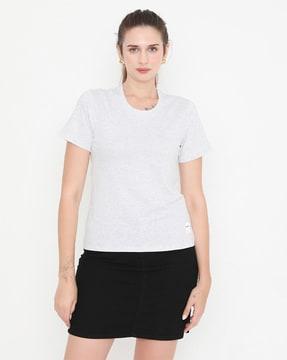 women heathered relaxed fit crew-neck t-shirt