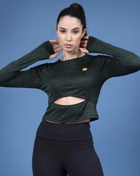 women heathered relaxed fit crop top