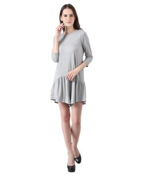 women heathered round-neck playsuit