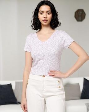 women heathered slim fit v-neck t-shirt