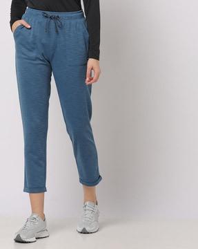 women heathered track pants with elasticated drawstring waist