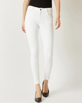 women heavily washed skinny fit jeans