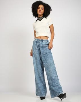 women heavily washed straight fit track pants