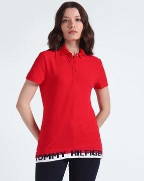 women heritage khloe regular fit polo t-shirt with logo hem