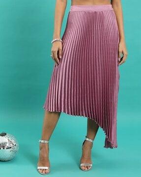 women high-low pleated a-line skirt