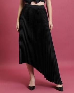 women high-low pleated a-line skirt