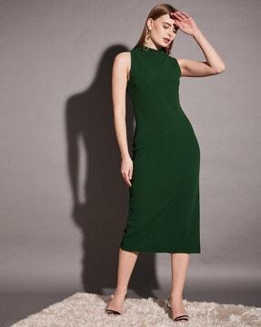 women high-neck bodycon dress