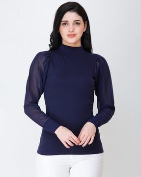 women high-neck fitted top