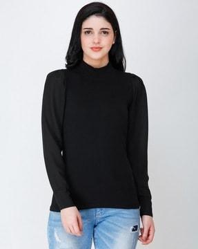 women high-neck fitted top