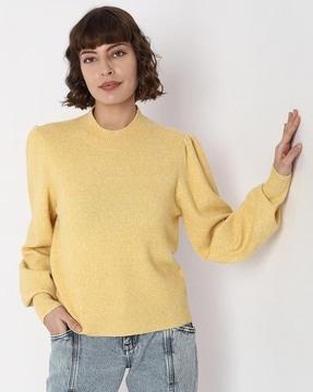 women high-neck pullover with full sleeves