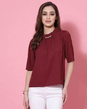 women high-neck regular fit top