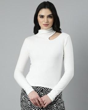 women high-neck top with cut-out details