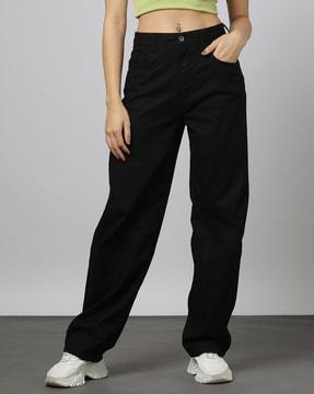 women high-rise baggy fit pants