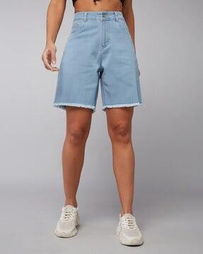 women high-rise bermuda shorts