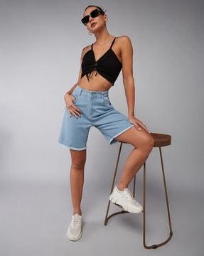 women high-rise bermuda shorts