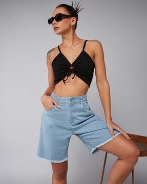 women high-rise bermuda shorts