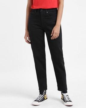 women high-rise boyfriend loose tapered fit jeans
