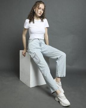 women high-rise cargo pants