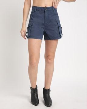 women high-rise cargo shorts