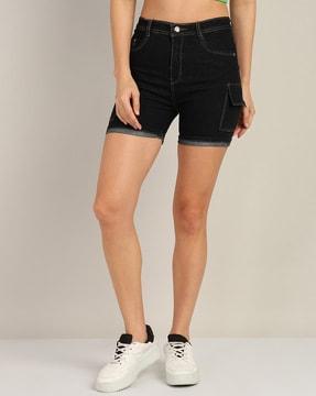 women high-rise cargo shorts