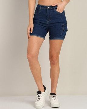 women high-rise cargo shorts