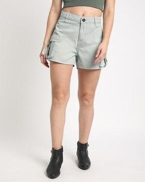 women high-rise cotton cargo shorts