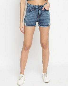 women high-rise denim shorts