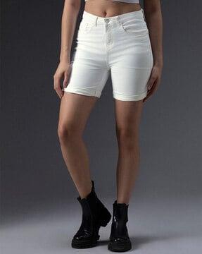 women high-rise denim shorts
