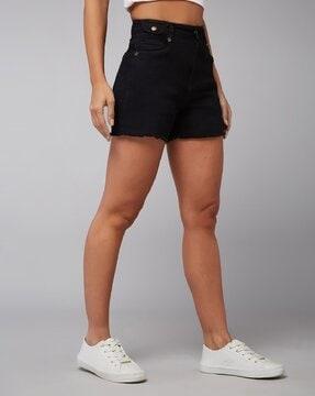 women high-rise denim shorts