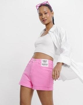 women high-rise denim shorts