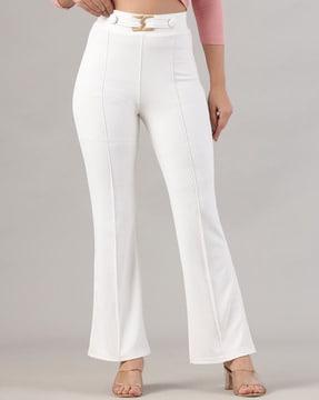 women high-rise flared trousers