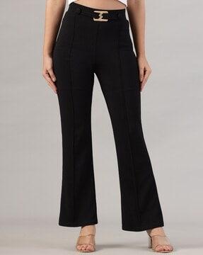 women high-rise flared trousers