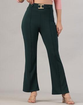 women high-rise flared trousers