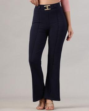 women high-rise flared trousers