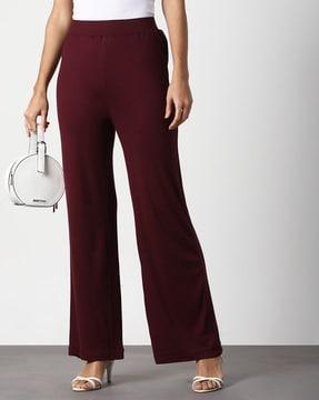 women high-rise flat-front trousers