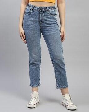 women high-rise jeans with insert pockets